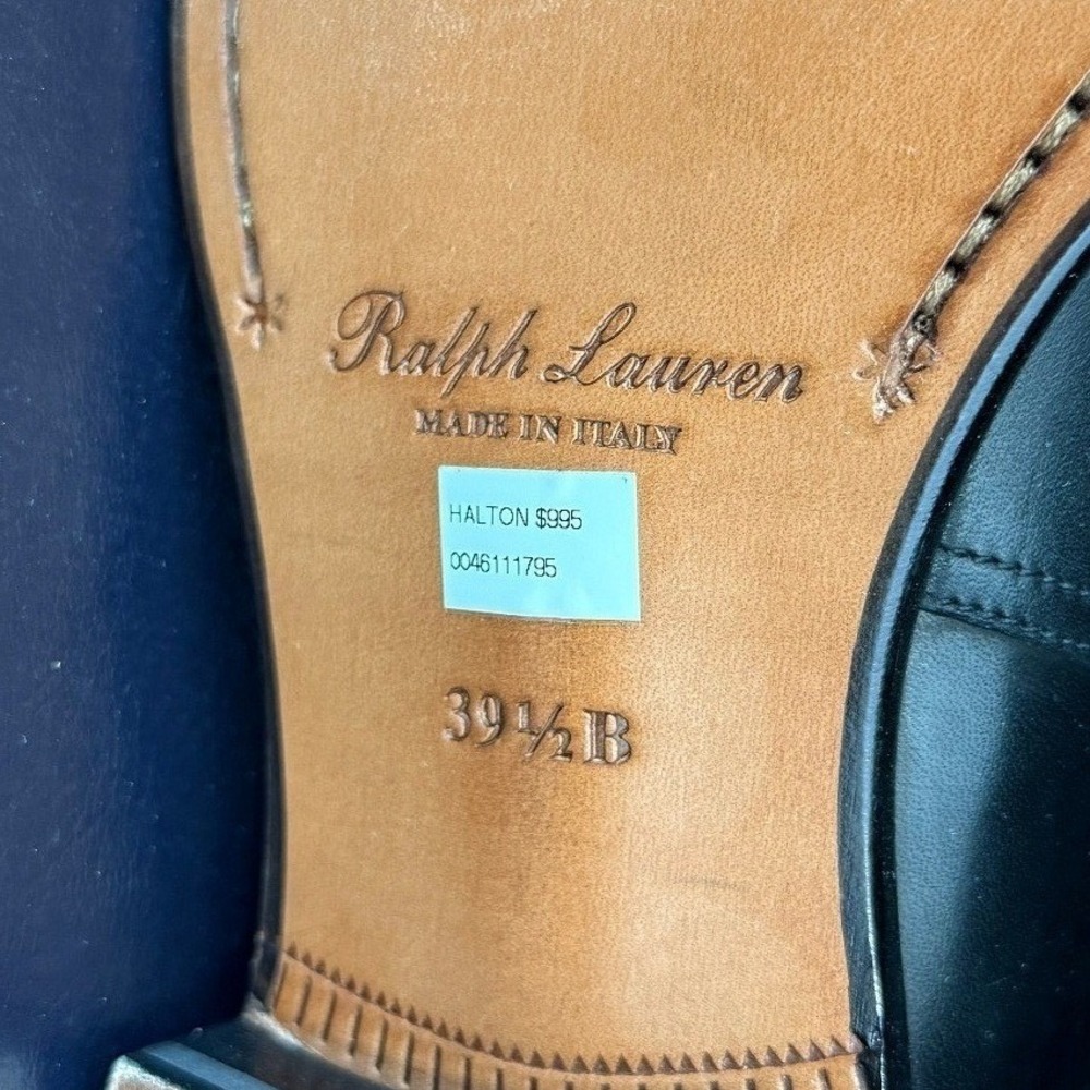 Ralph Lauren Purple Label Halton Black Burnished Calf Leather Ankle Boots 39.5B - Picture 7 of 7